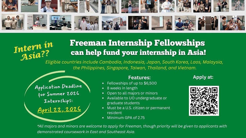 Freeman Internship Fellowships Summer Deadline Flyer