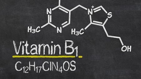 Chalkboard with the chemical formula of vitamin B1